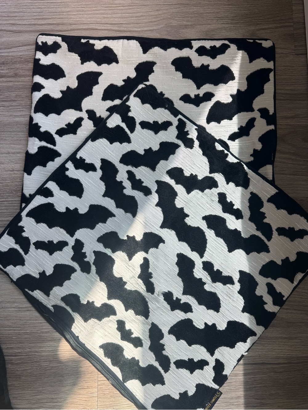 Black & White Bat Print Throw Pillow Covers -  20” x 20
